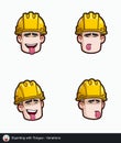 Construction Worker - Expressions - Affection - Squinting with Tongue - Variations