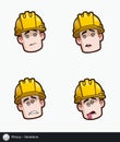 Construction Worker - Expressions - Unwell - Woozy - Variations Royalty Free Stock Photo