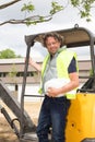 Construction worker with forklift truck Royalty Free Stock Photo