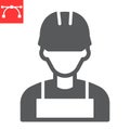 Construction worker glyph icon, engineer and repairman, miner vector icon, vector graphics, editable stroke solid sign Royalty Free Stock Photo