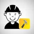 Construction worker hammer graphic