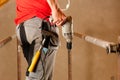 Construction worker with hand drill Royalty Free Stock Photo