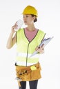 Construction worker having a drink Royalty Free Stock Photo