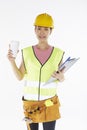 Construction worker having a drink Royalty Free Stock Photo