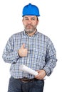 Construction worker holding blueprints Royalty Free Stock Photo