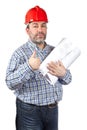 Construction worker holding blueprints Royalty Free Stock Photo