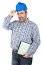 Construction worker holding blueprints Royalty Free Stock Photo