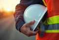 Construction Worker Holding Hard Hat Royalty Free Stock Photo