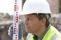 Construction Worker Holding Measure