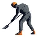 Construction worker holding shovel silhouette Royalty Free Stock Photo