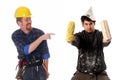 Construction worker and house painter Royalty Free Stock Photo