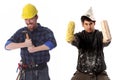 Construction worker and house painter Royalty Free Stock Photo
