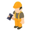 Construction worker icon, isometric style Royalty Free Stock Photo