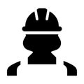 Operator worker icon vector female Construction service person profile avatar with hardhat helmet in glyph pictogram