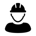 Construction Worker Icon - Vector Person Profile Avatar illustration