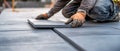Construction Worker Installing Concrete Paving Stones Royalty Free Stock Photo