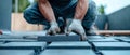 Construction Worker Installing Concrete Paving Stones Royalty Free Stock Photo