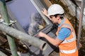 Construction Worker Installing Replacement Window Royalty Free Stock Photo