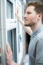 Construction Worker Installing New Windows In House Royalty Free Stock Photo