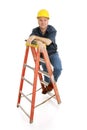 Construction Worker on Ladder Royalty Free Stock Photo