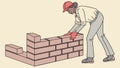 Construction Worker Laying Bricks, Building Process, vector design Generative AI Royalty Free Stock Photo