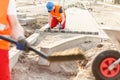 Construction worker laying cobblestones Royalty Free Stock Photo