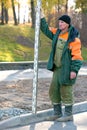 Construction worker with leveling rod Royalty Free Stock Photo