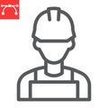 Construction worker line icon, engineer and repairman, miner vector icon, vector graphics, editable stroke outline sign Royalty Free Stock Photo