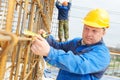 Construction worker making reinforcement Royalty Free Stock Photo