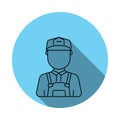 construction worker man avatar icon. Elements of avatar in flat blue colored icon. Premium quality graphic design icon. Simple ico Royalty Free Stock Photo