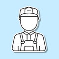 Construction worker man avatar sticker icon. Simple thin line, outline  of avatar icons for ui and ux, website or mobile Royalty Free Stock Photo