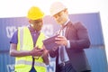 Construction worker pointing on architectural plans and architect, Engineer Concept Royalty Free Stock Photo