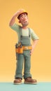 Construction Worker Pondering a Problem with a Yellow Background Royalty Free Stock Photo