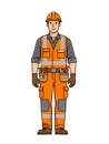Construction Worker Safety Vest Hardhat Standing Full Body Royalty Free Stock Photo