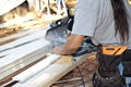 Construction Worker/Sawing Royalty Free Stock Photo