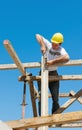 Construction worker on scaffold Royalty Free Stock Photo