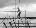 Construction worker on scaffold Royalty Free Stock Photo
