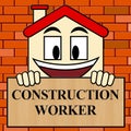 Construction Worker Shows Building Laborer 3d Illustration