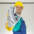 Construction worker showing ok sign