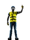 Construction worker signaling looking up hoist silhouette Royalty Free Stock Photo