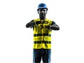 construction worker signaling safety vest emergency stop silhouette Royalty Free Stock Photo
