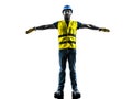 Construction worker signaling safety vest