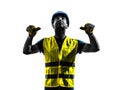 construction worker signaling safety vest retract boom silhouette Royalty Free Stock Photo