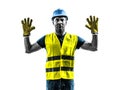 Construction worker signaling stop gesture silhouette Royalty Free Stock Photo