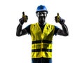 Construction worker signaling up silhouette