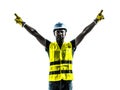 Construction worker signaling up silhouette Royalty Free Stock Photo