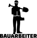 Construction worker. Silhouette with german job title. Royalty Free Stock Photo