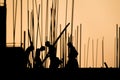 Construction worker silhouette on the work Royalty Free Stock Photo
