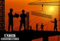 Construction worker silhouette on the work place at dusk Royalty Free Stock Photo