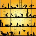 Construction worker silhouette at work vector Royalty Free Stock Photo